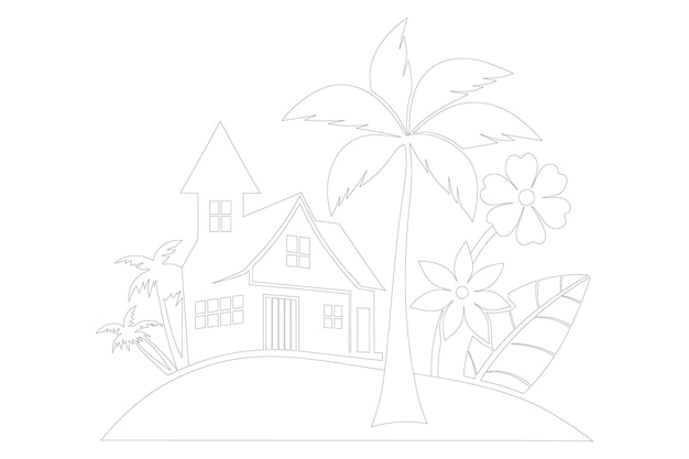 kids and adult house coloring page