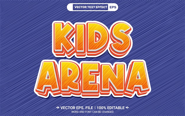 Kids arena editable 3d vector text style effect