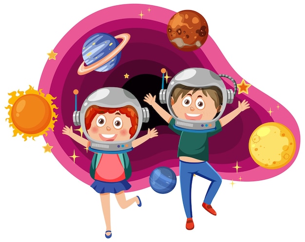 Kids in astronomy theme