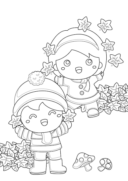 Kids Autumn Seasons Coloring Pages A4 for Kids and Adult