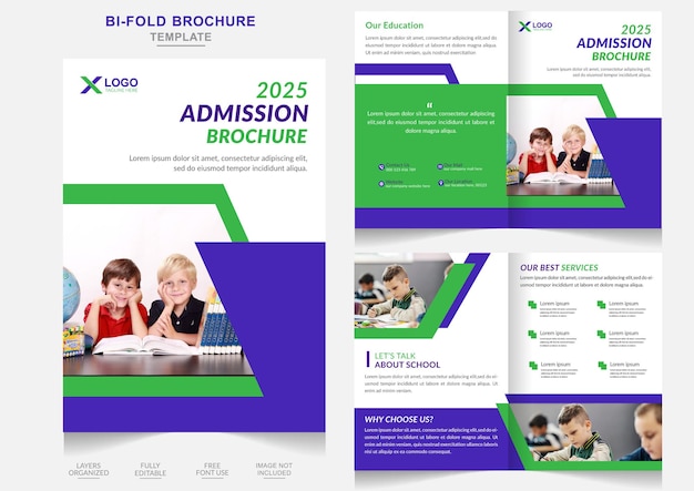 Kids back to school admission bifold brochure design or modern school admission brochure template