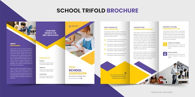 Kids back to school education admission trifold brochure template or school admission brochure