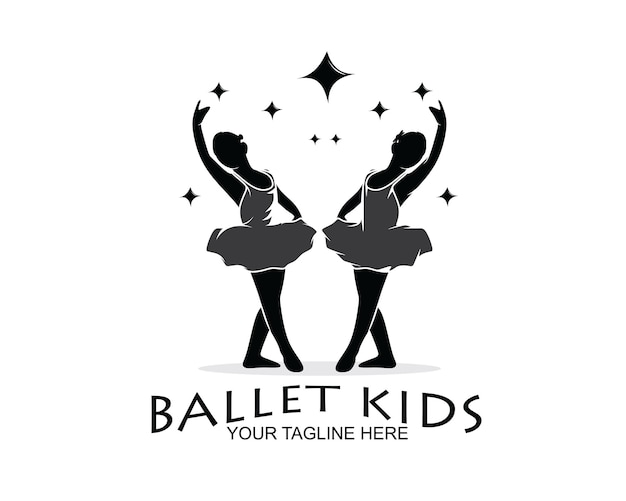 Kids ballet silhouette design logo