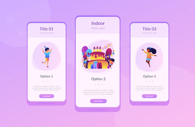 Kids birthday app interface template.