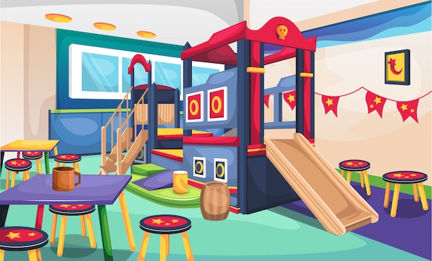 Kids Cafe Restaurant Concept with Mini Playground Pirate