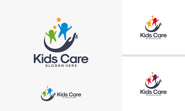 Kids Care logo designs vector People Care logo template