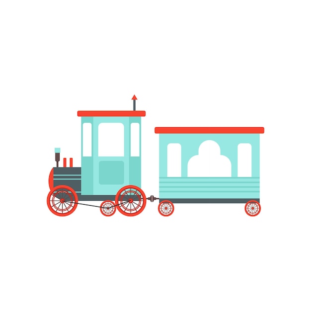 Kids cartoon toy train cute railroad toy with locomotive vector Illustration isolated on a white background