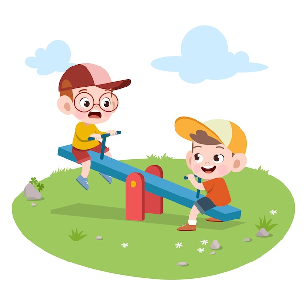 Kids children playing playground illustration