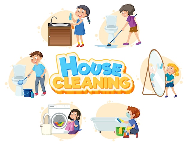 Kids cleaning at home set