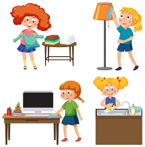 Kids cleaning at home set