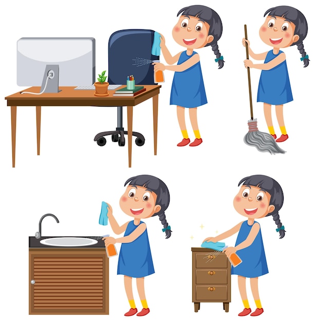 Kids cleaning at home set