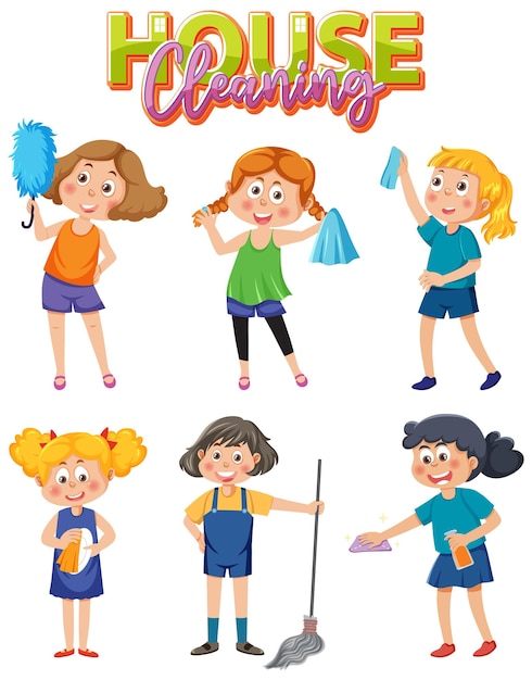 Kids cleaning at home set