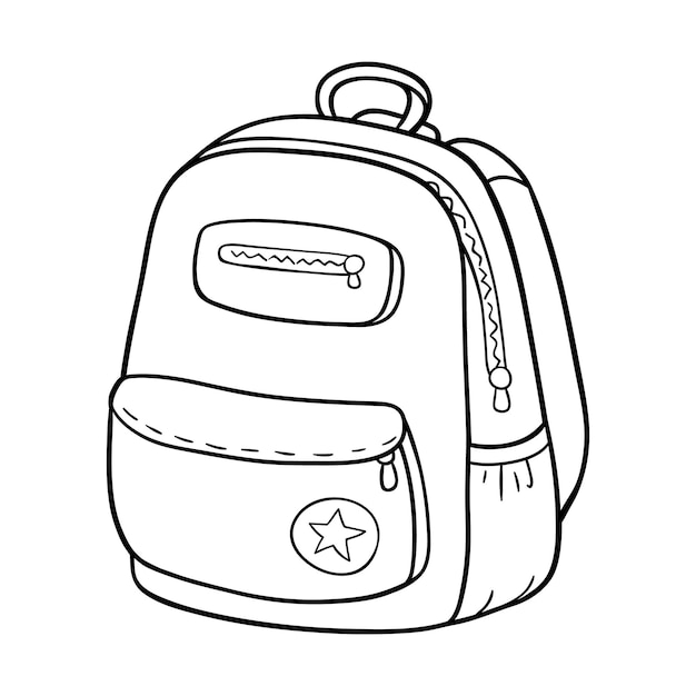 kids Coloring page with outline doodle school bag