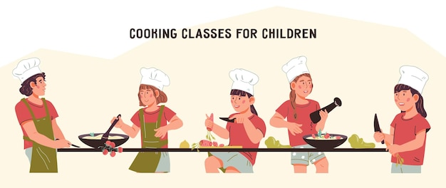 Kids cooking class banner or poster template Master class for kids culinary class