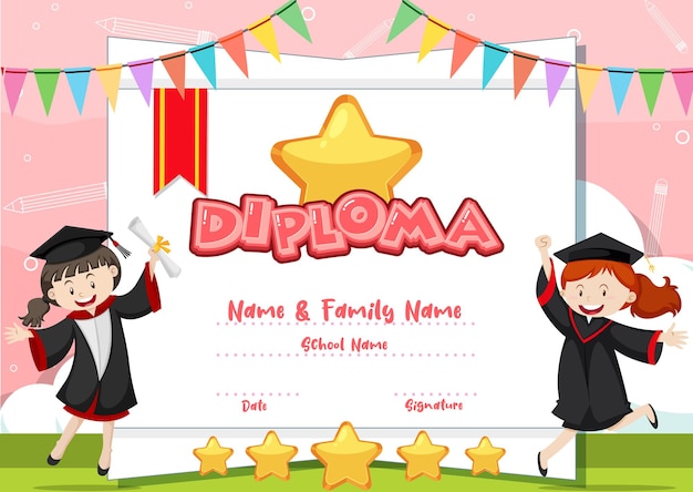 Kids diploma certificate template