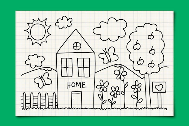 Kids Drawing Home and Garden Illustration Coloring