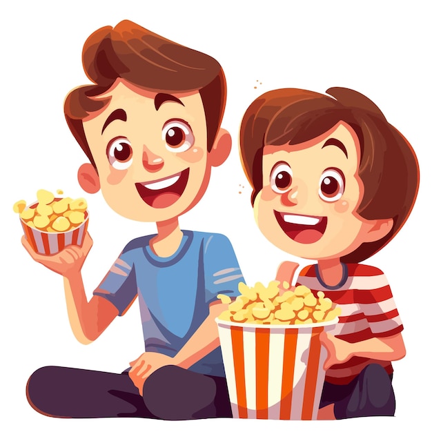 Kids eating popcorn