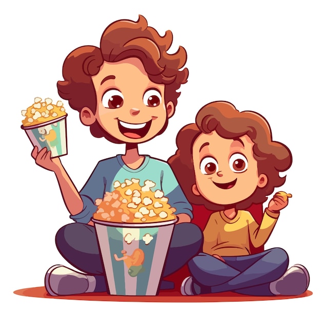 Kids eating popcorn