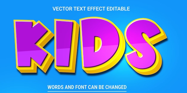 Vector kids editable text effect vector