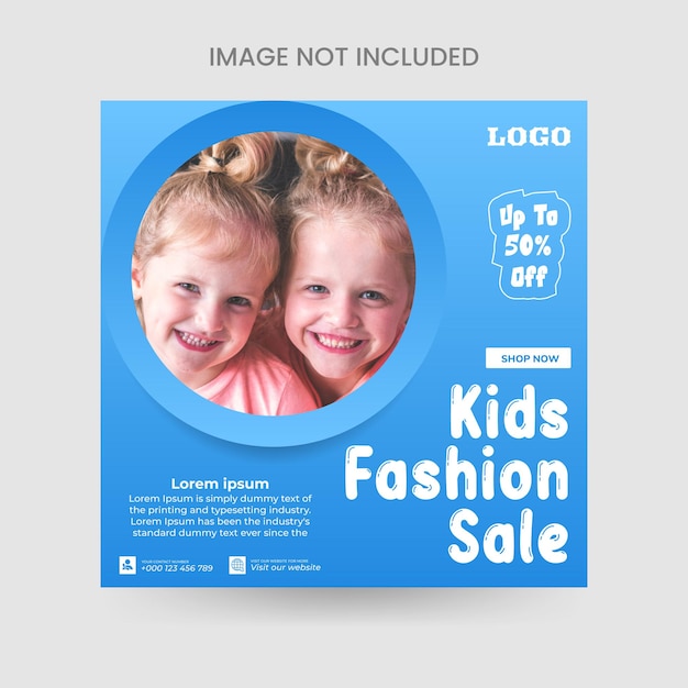 Kids fashion sale advertising banner For social media posts and web ads