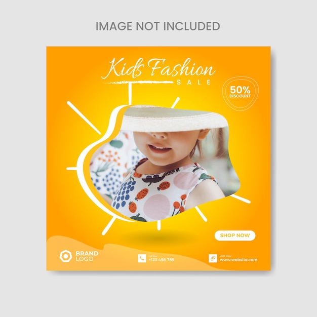 Kids fashion sale banner template with space of your image. 