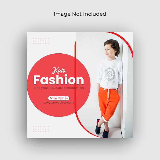 Kids fashion sale square flyer social media post and web banner template Premium vector