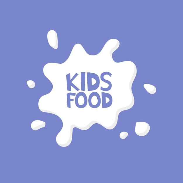 Kids food milk splash logo concept. Vector illustration.