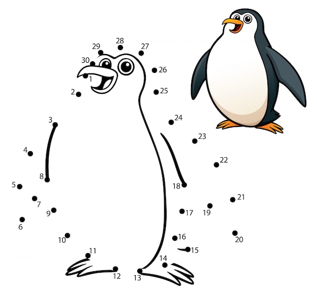 Kids game dot to dot Penguin