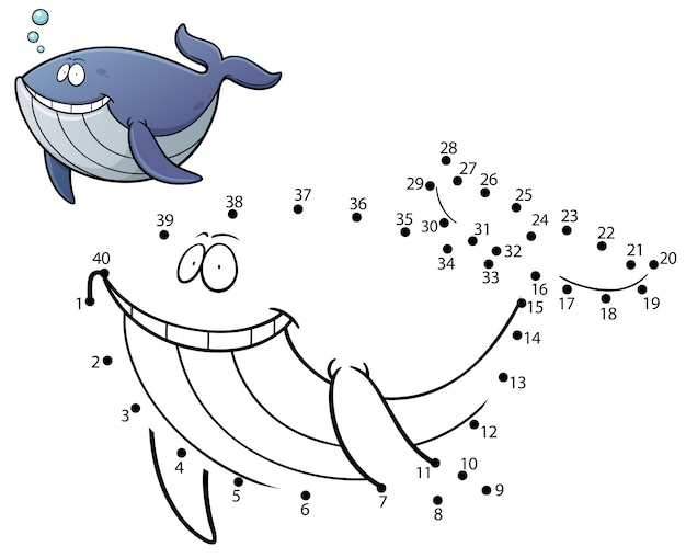 Kids game dot to dot whale