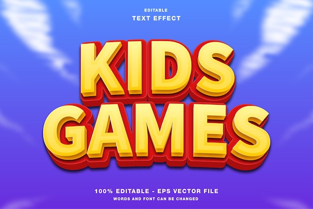 Kids Games Cartoon 3D Editable Text Effect