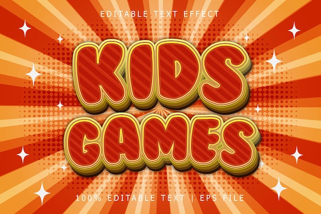 Kids Games Editable Text Effect 3 Dimension Emboss Modern Style