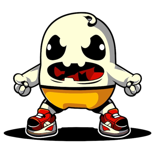 kids ghost monster wearing tank top and shoes vector illustration