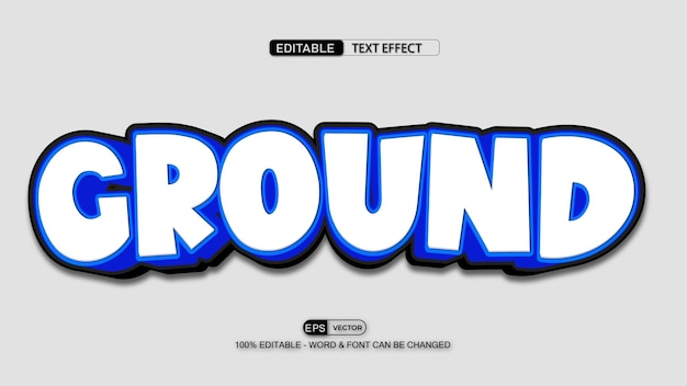 Kids Ground Cartoon Style Editable Text Effect Vector 3d style