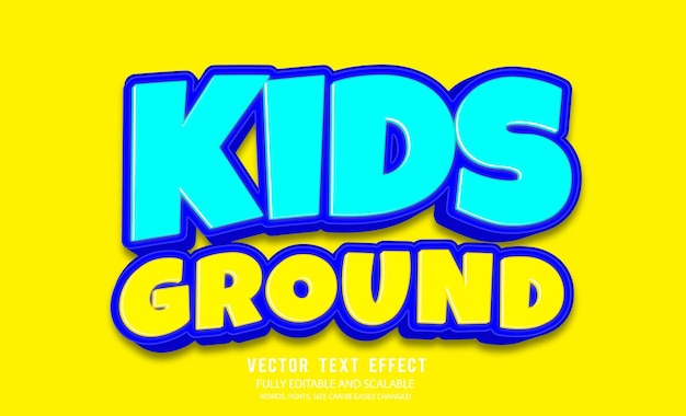 Kids Ground Editable Text Effect Vector With Cute Background