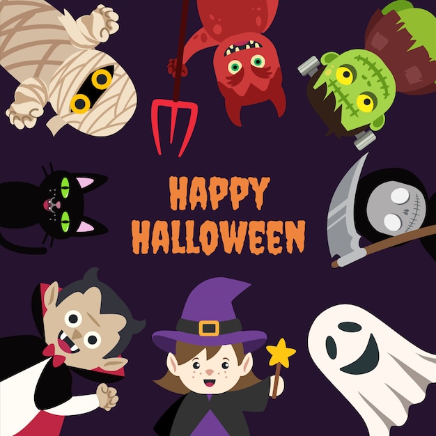 Kids Halloween Cartoon Monster With Space