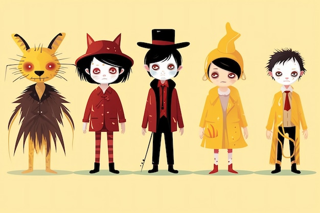 Kids Halloween Costumes Vector