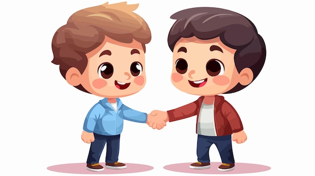 Vector kids handshake cartoon vector illustration for friendship trust and collaboration