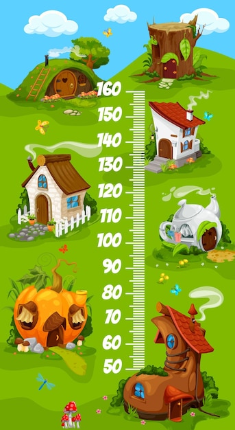 Kids height chart with fairy homes dwellings