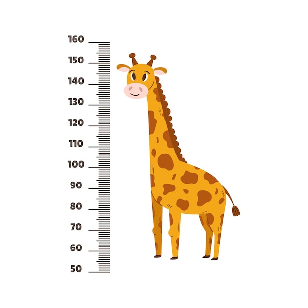 Kids Height Meter With Cartoon Giraffe Funny African Animal Centimeter Scale Growth Chart For Children Height Measure