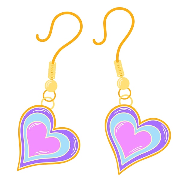 Kids jewelry cute earrings Cartoon earrings with hearts for children Fashion jewellery concept