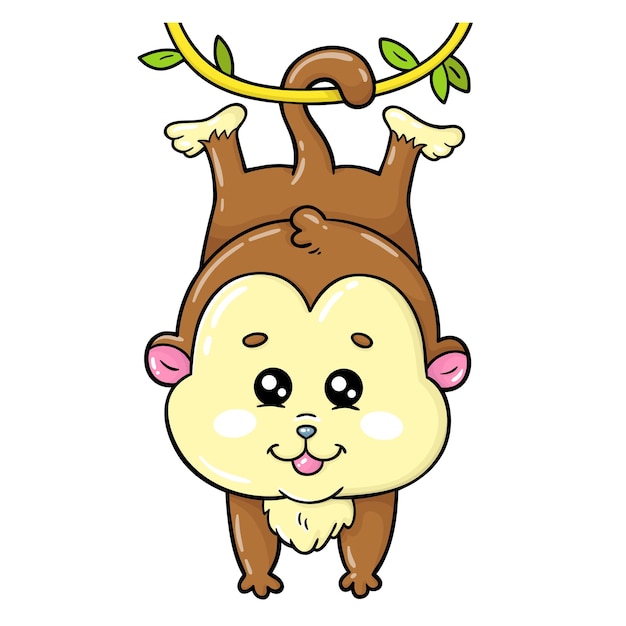 kids kawaii illustration  with cartoon monkey baby