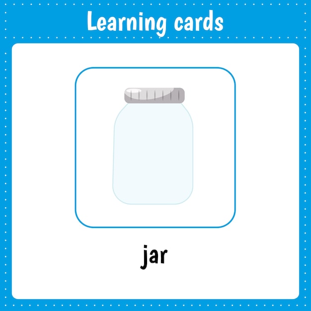 Kids learning cards Jar Learning english alphabet Cartoon illustrations vector collection Educational flashcards