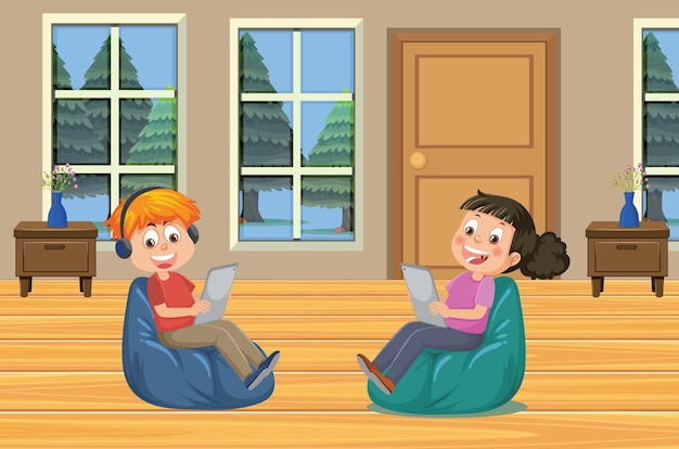 Kids learning online at home