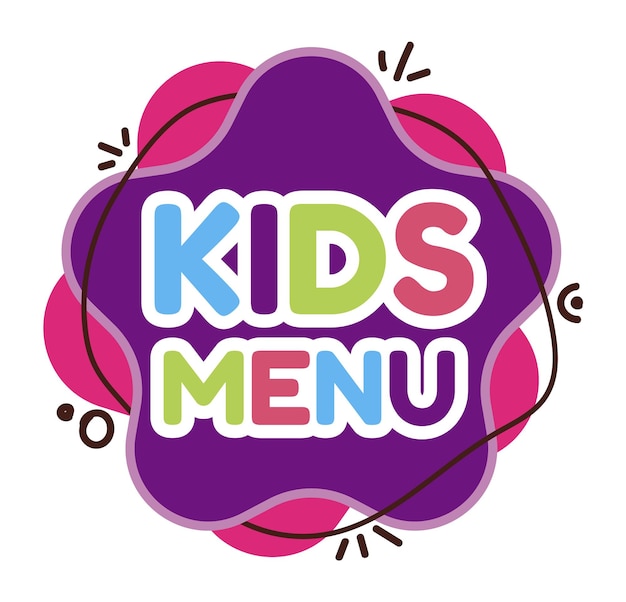 Kids menu logo. Children food banner or label.