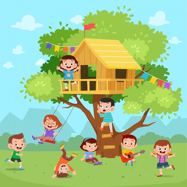 kids play tree house