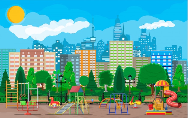 Kids playground kindergarten panorama