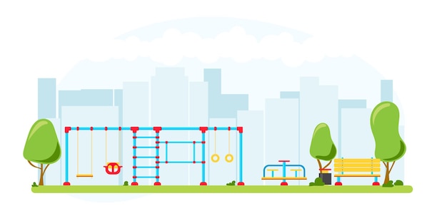 Kids playground. Set of  playing equipment elements. City park concept. Vector illustration