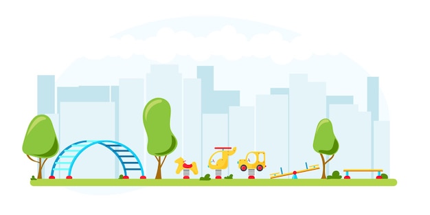 Kids playground. Set of  playing equipment elements. City park concept. Vector illustration