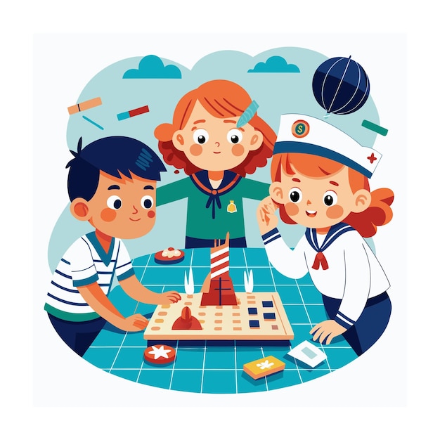 Vector kids playing and entertaining moments vector illustration