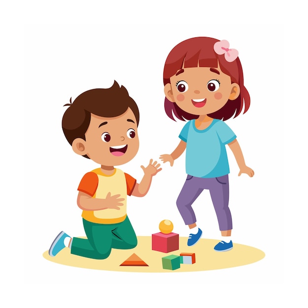 Kids Playing and Entertaining Moments Vector Illustration